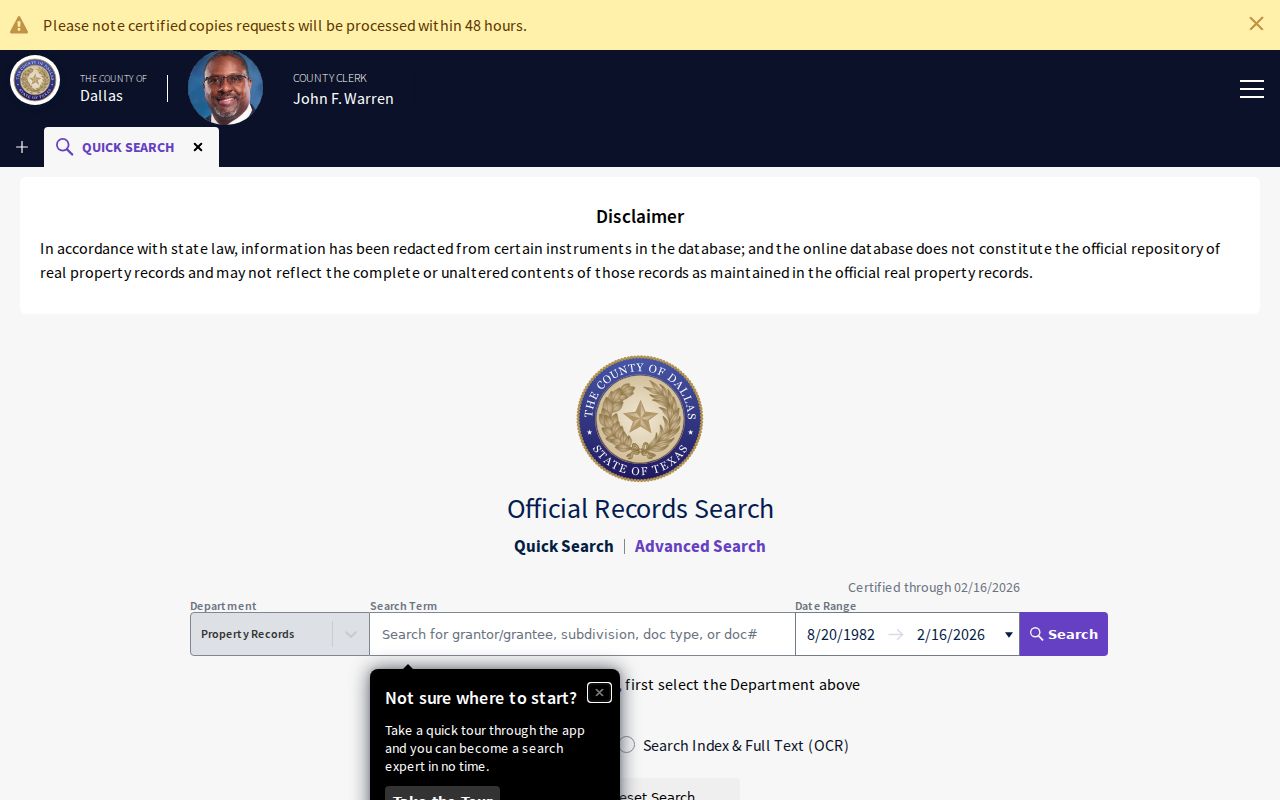 Richardson residents directory Dallas County Official Records quick search